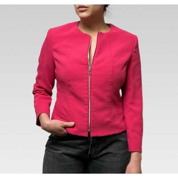Anne Klein Zip Front Jacket -Fuschia/10 - Picture 1 of 6
